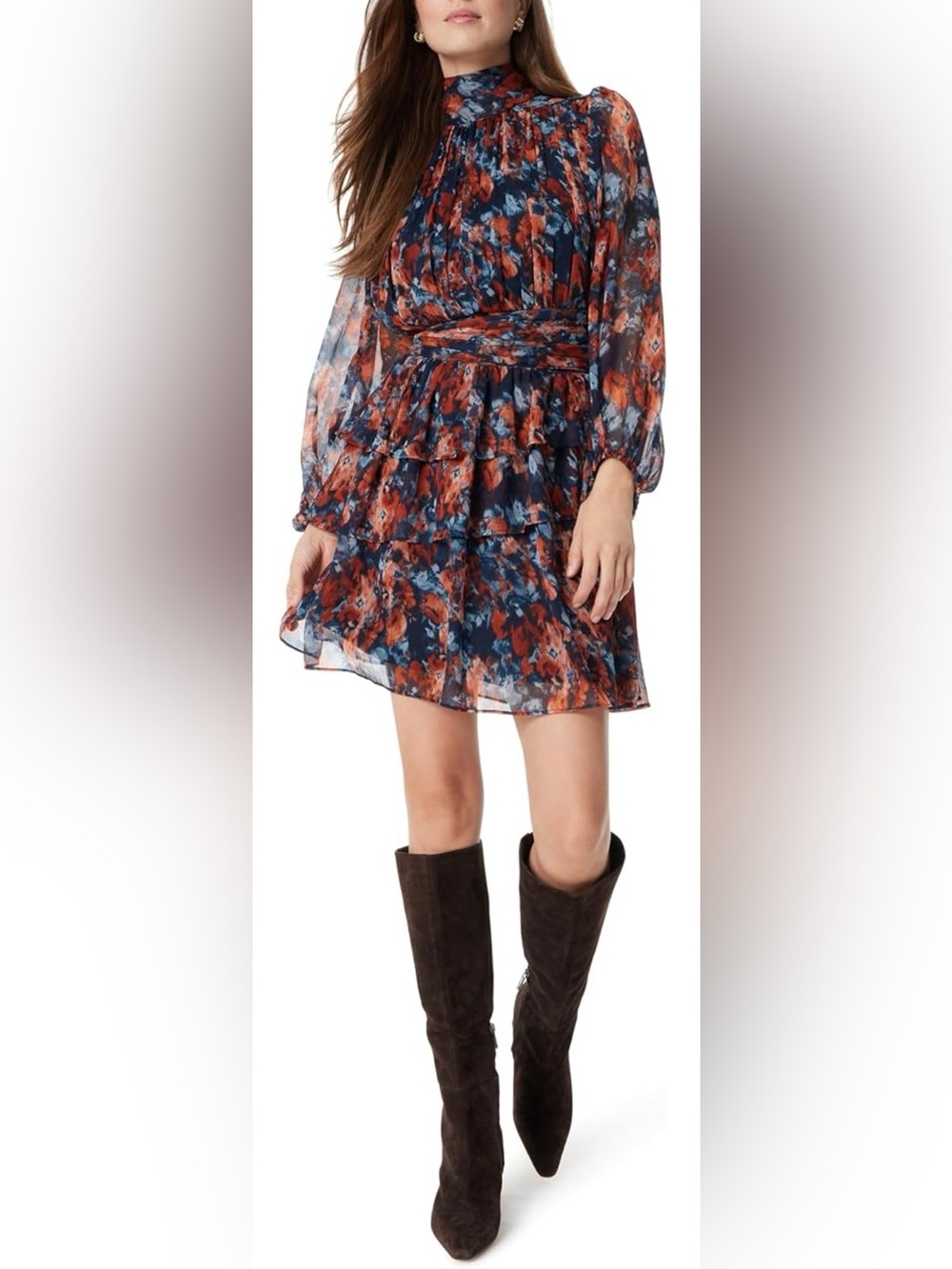 SAM EDELMAN Ava Mini Dress Navy Floral Futura Small